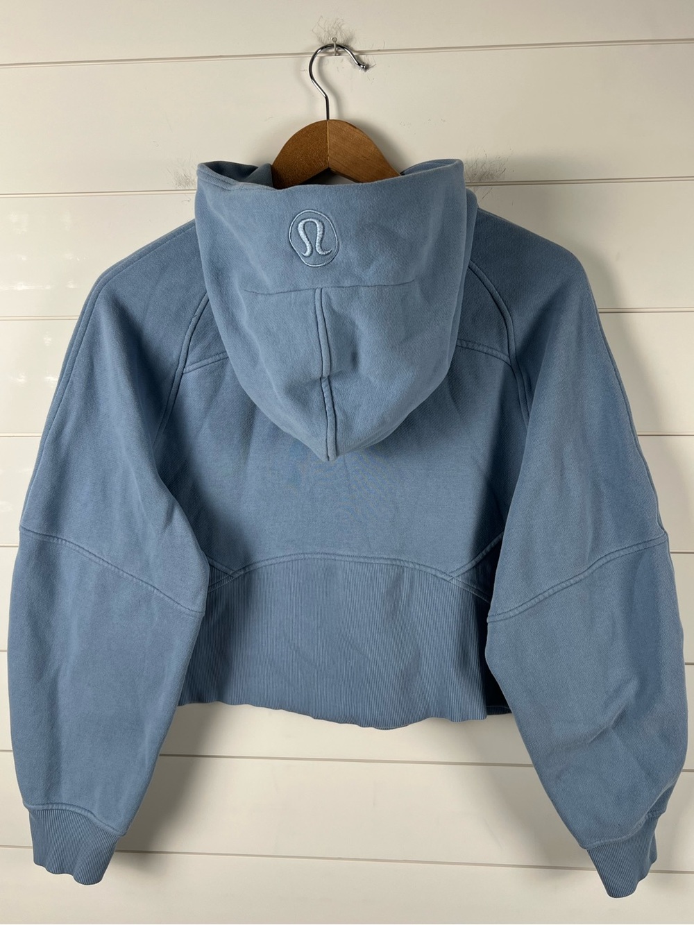 Lululemon Scuba Oversized Half Zip Hoodie Blue Cropped Sweatshirt Size M/L - Picture 3 of 11